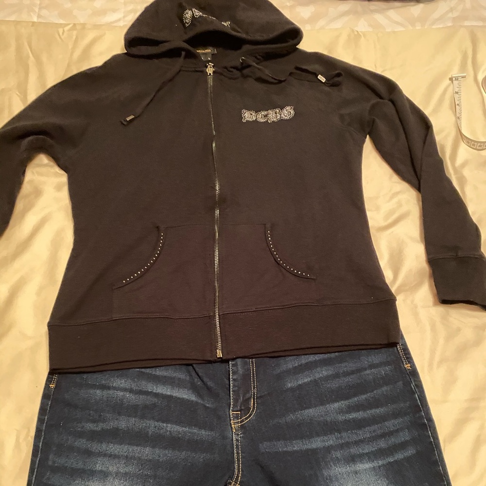 Bcbg blk hoodie with butterfly glitter on back